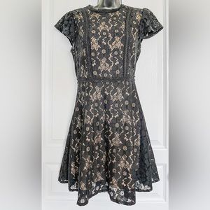 Alter’d State little black lace dress, with nude under layer, back zipper